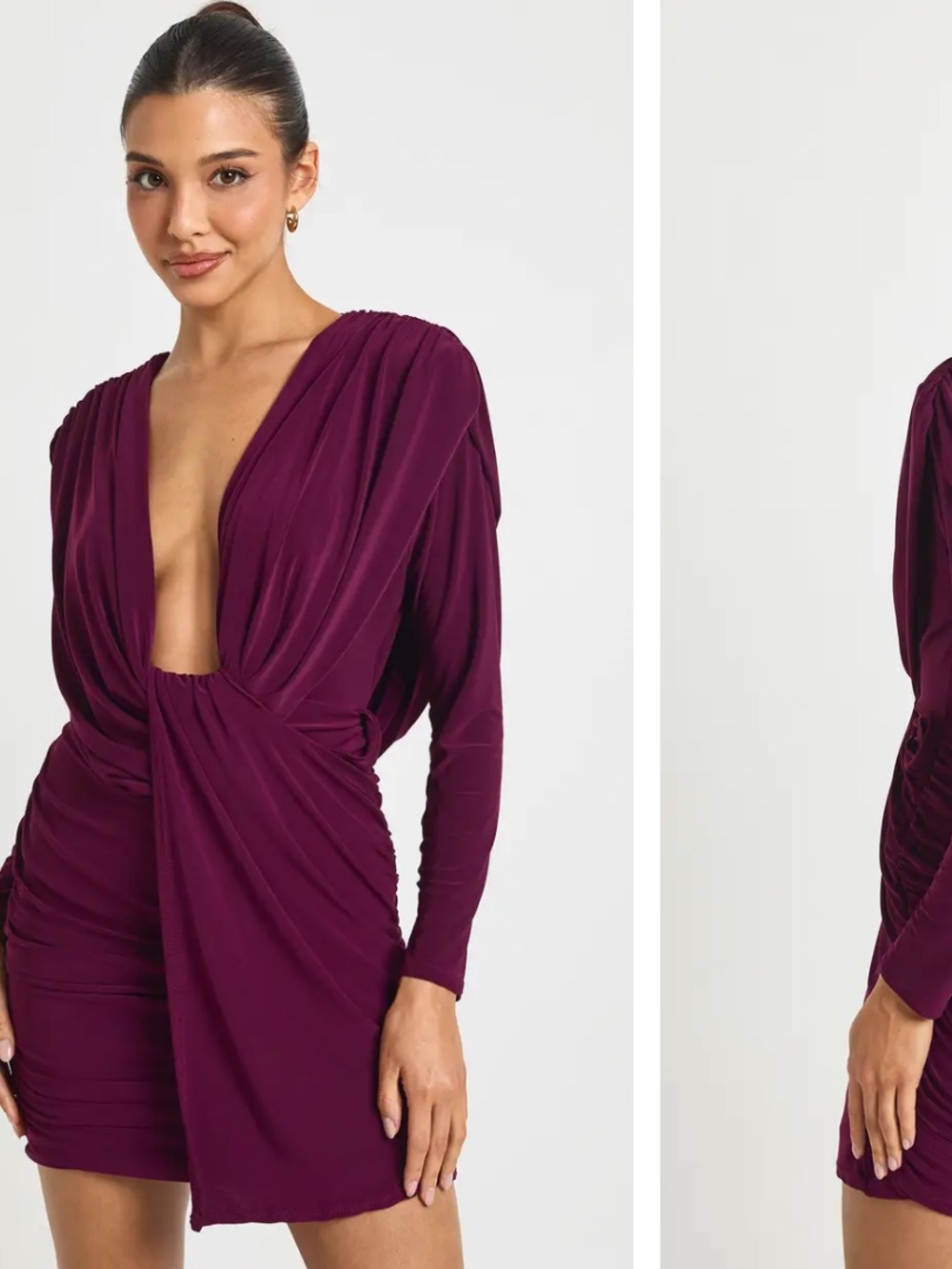 Ruched Twist Front Drape Detail Mini Dress